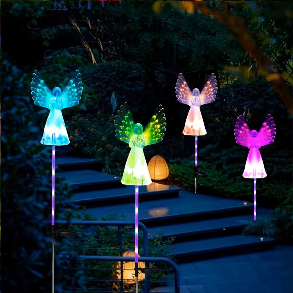 4/2pc Solar Lawn Stake Lamp LED Street Light Garden Landscape Color Changing Lights Outdoor Lawn Lighting for Yard Patio Pathway