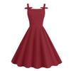 Sleeveless Vintage Hepburn Style Wrap Dress With Bow Detail A-Line Midi Women