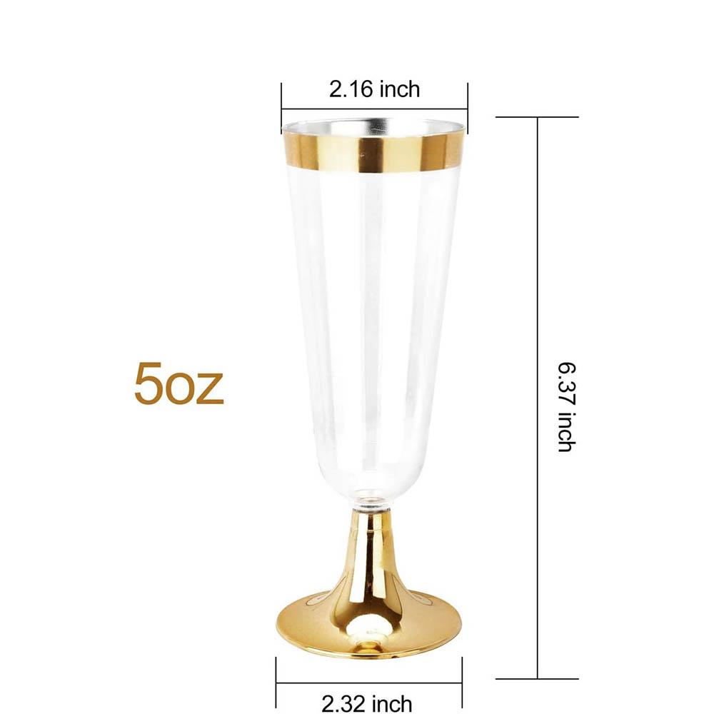 

Золотые пластиковые бокалы для шампанского - Пластиковые бокалы для шампанского 5 унций с золотым ободком - Идеально подходят для вечеринки в честь Дня благодарения, свадеб 25pcs золотой