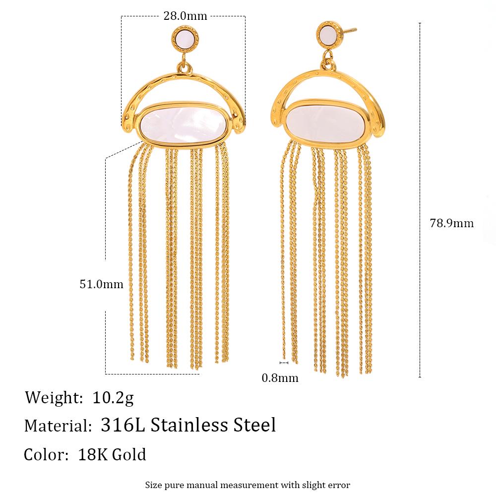 

MamacitaSlay 316L Stainless Steel Shell Jellyfish Shaped Long Tassel Earrings Party Waterproof Jewelry Women s Charm Earrings золотой
