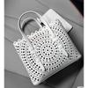 Niche sunflower wave hollow laser engraved cowhide vegetable basket genuine leather women's handbag single shoulder crossbody small bag holder