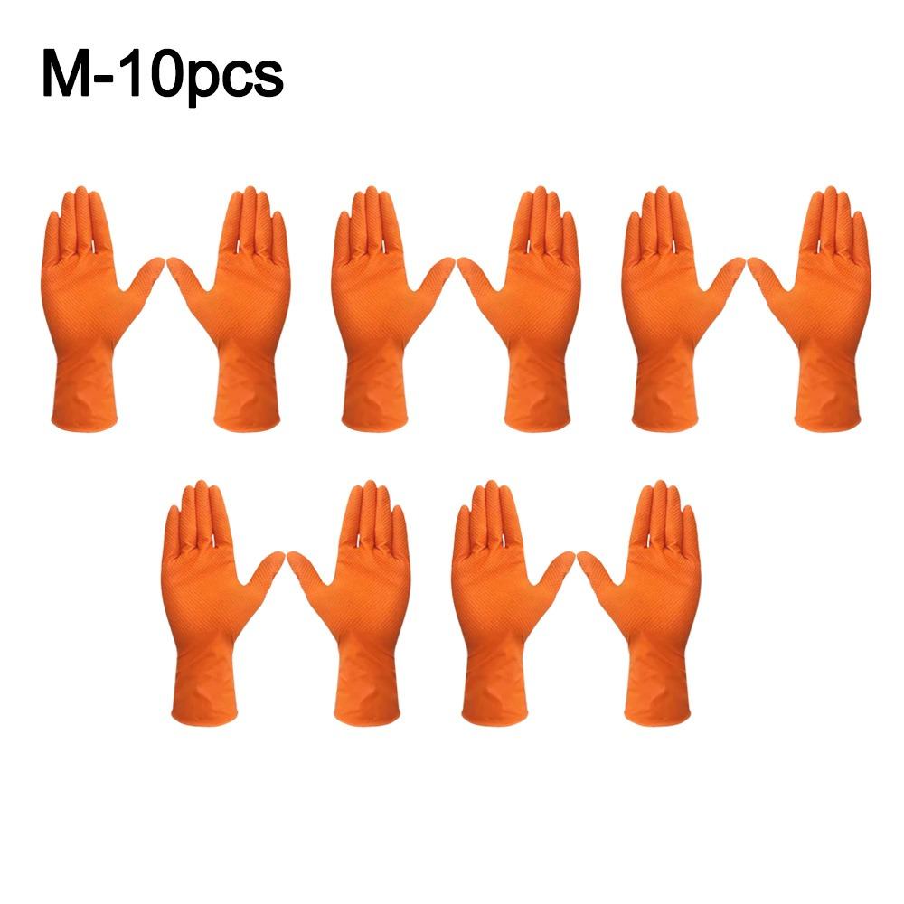 10pcs Heavy Duty Nitrile Gloves with Diamond Textured Safety Gloves  Industrial Use