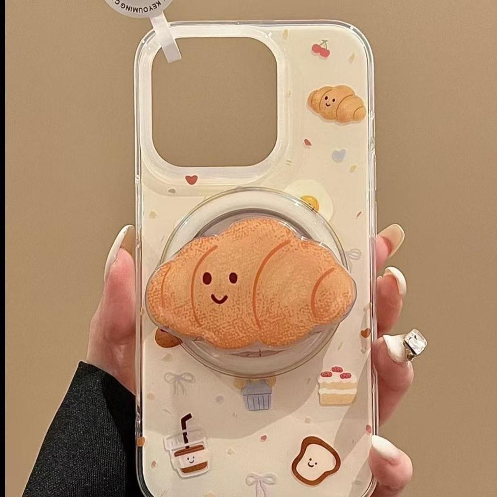 Ins wind croissant bag magnetic suction apple 16promax mobile phone case 15/13/14 Plus cute