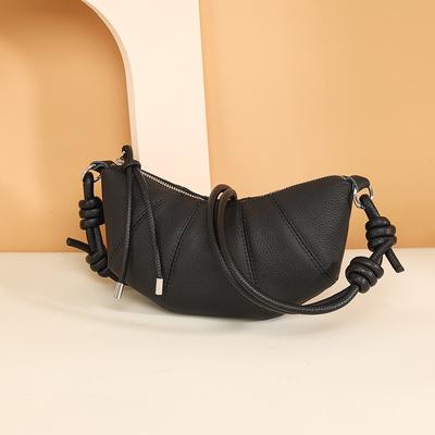 Leather High-End Niche Design Croissant Bag Women'S First Layer Cowhide Fashion Shoulder Messenger Bag