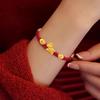 Handmade Red String Bracelet with Gold Ingot and Beads for Zodiac Year of the Horse - Immediate Wealth Lucky Charm