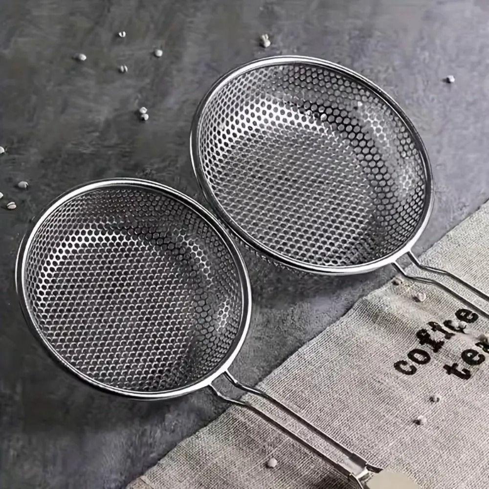 Long Handle Stainless Steel Strainer Wooden Handle Skimmer Spoon Fine Mesh Strainer  Food Strainer