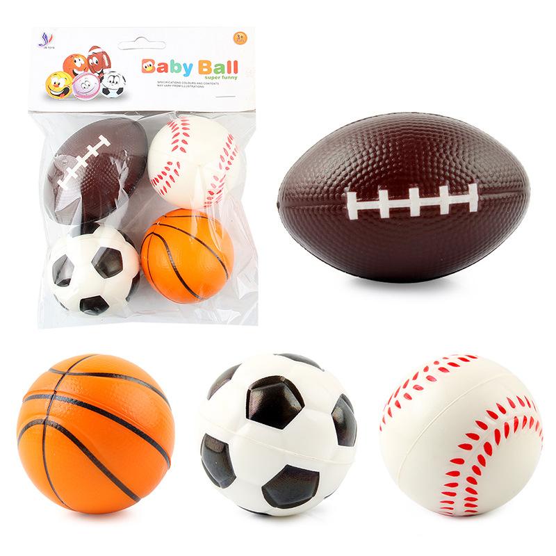 Novel Stress Relief Toys Filled Cotton Grip Ball Rugby Basketball Soccer Decompression Vent Foam Ball