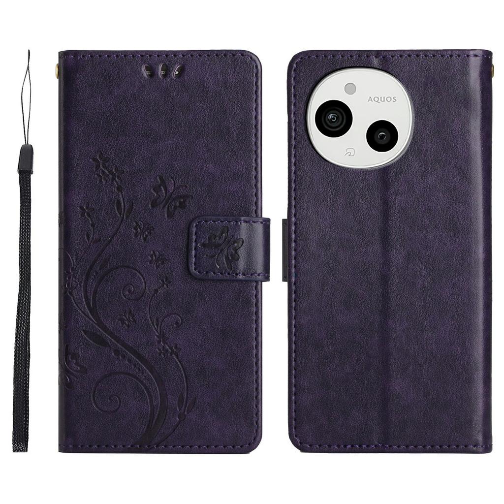 For Sharp Aquos Sense 9 Case PU Leather Phone Wallet Cover with Strap