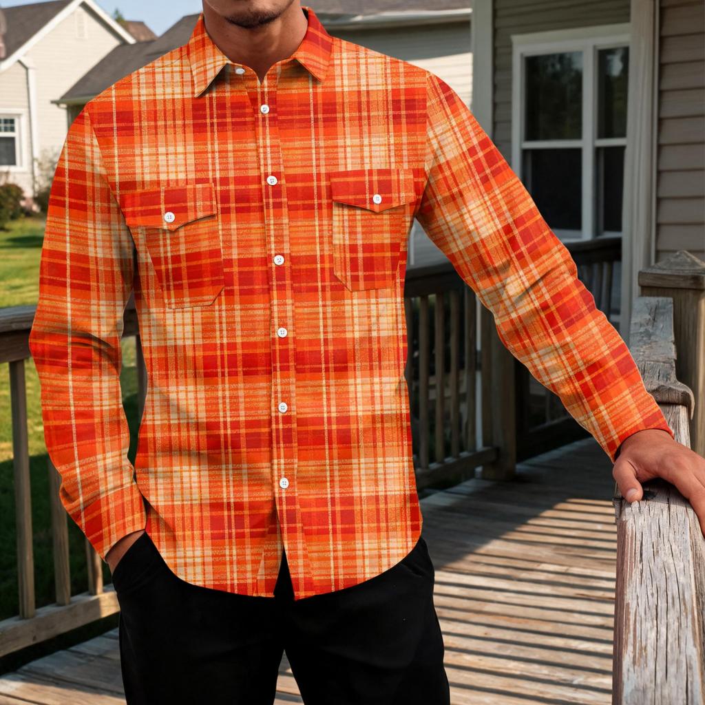 Men's Basic Long Sleeve Shirt with Two Pockets