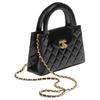Chanel Borsa a mano mini Kelly 23K Pelle di vitello lucida invecchiata Metallo color oro Nero AS4416-B14296-94305