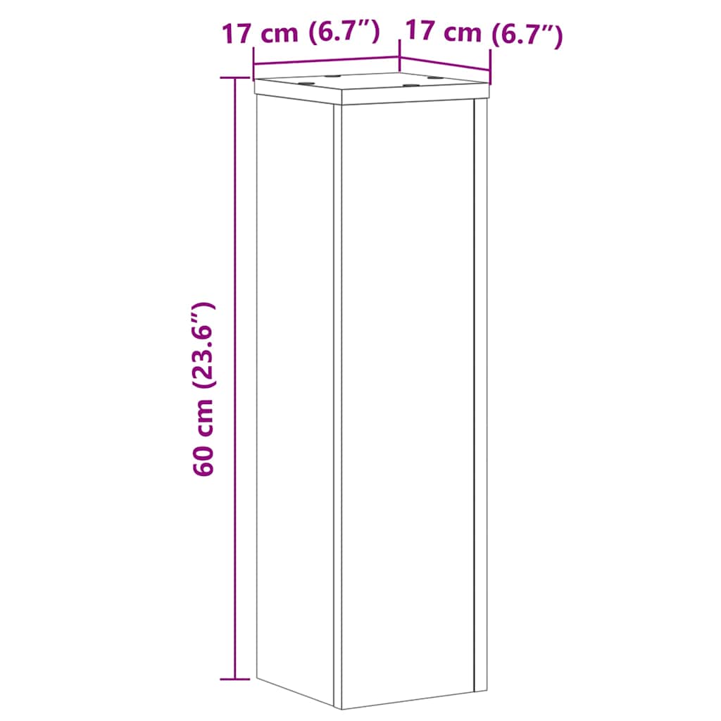 Plant Stand 2 pcs Concrete Grey 17 x 17 x 60 cm Particleboard