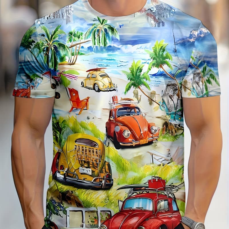 

Men s fashion 3D printed men s T-shirt round neck short sleeve, trendy street wear S