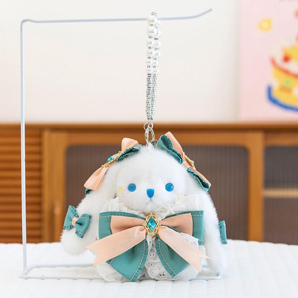 Princess Pearl Dress Rabbit Doll Keyring Cartoon Drooping Ear Rabbit Pendant  Girl's Toy