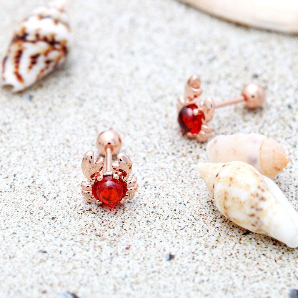 Piercing Gold Needle Petite Rose Gold Cubic 14K Red