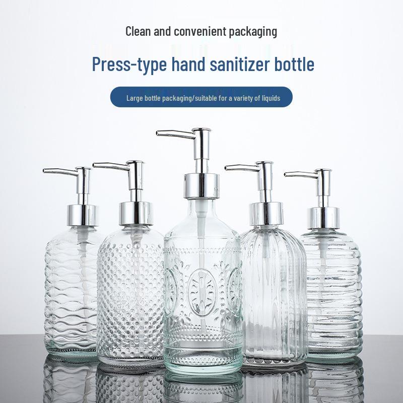 Transparent Glass Pump Bottle for Soap, Shampoo, & Shower Gel