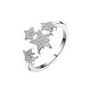 100% Real  Sterling SIlver Star Adjustable Ring for Fashion Women Party Minimalist Fine  Cute Accessories Gift