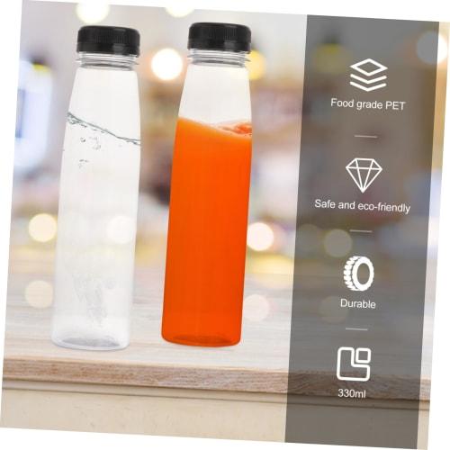 JECOMPRIS 10-Piece Empty Clear Food-Grade Plastic Bottles with Lids for Juice, Water, and Beverages, with Sealed Screw Caps