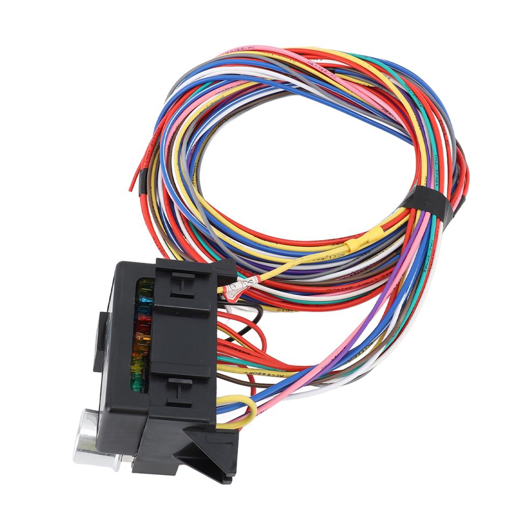 12 Circuit Wiring Harness Set Heat Resistant Fuse Panel Heater Relay Wire Harness for Rat Rods