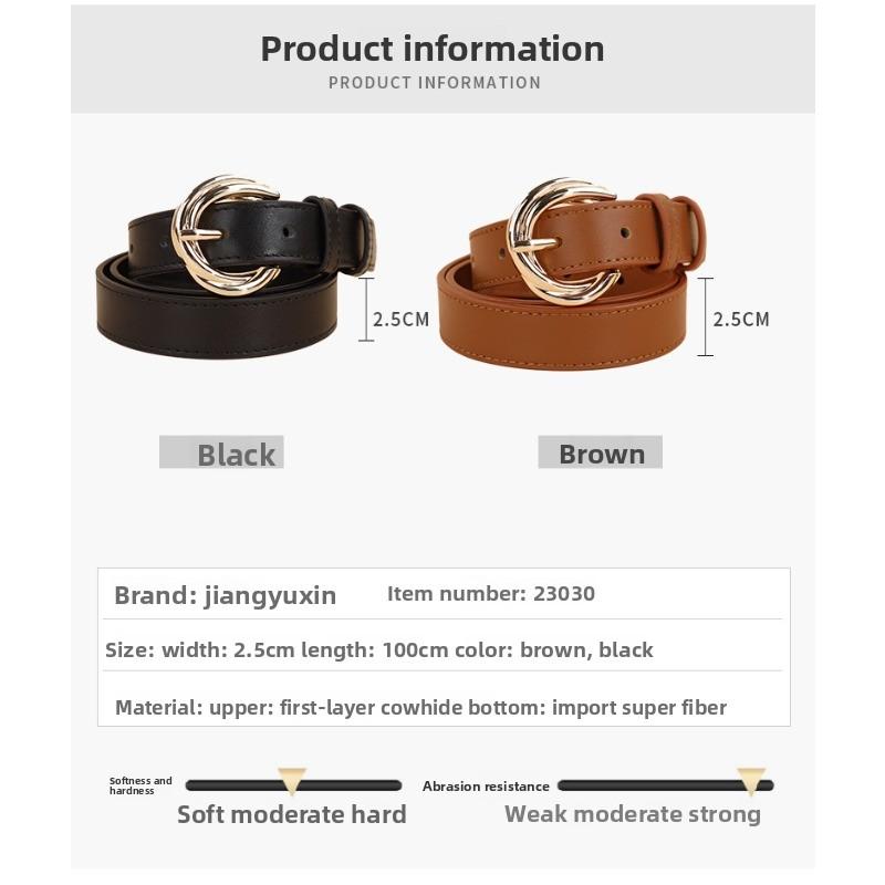Top grain leather women's belt - vintage style genuine leather belt for jeans