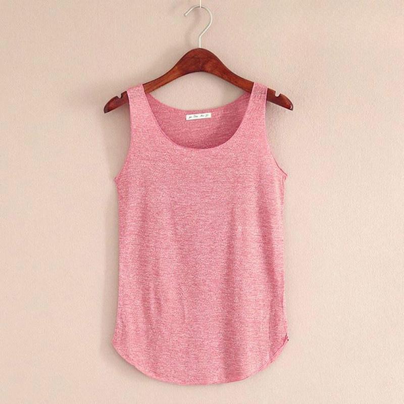Frauen Sommer Slub Baumwolle Tank Top Ärmelloses T-shirt Rundhals Lose Singuletts Weste Tops