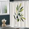 Olivenzweig Duschvorhang - 70,8 x 70,8 Zoll, Polyester, Maschinenwaschbar, Botanisches Thema, Elegantes Minimalistisches Design