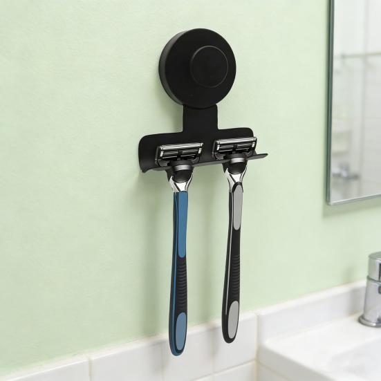 2Pcs Suction Cup Shaver Holder Wall Mounted No Tools Required Stainless Steel Hook Removable Razor And Shaver Organizer for Bathroom Shower