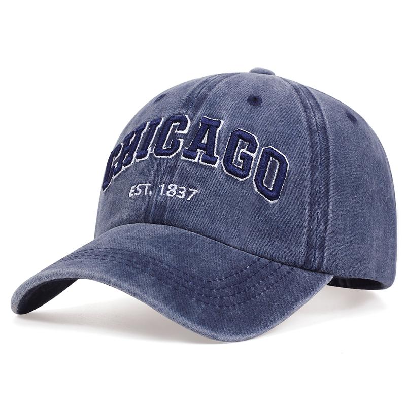 Cappellino da Baseball Chicago1837 Ricamato Lavato ad Acqua Cappellino alla Moda Street Hip Hop Cappellino Parasole da Esterno Cappellino Sportivo e per il Tempo Libero Unisex