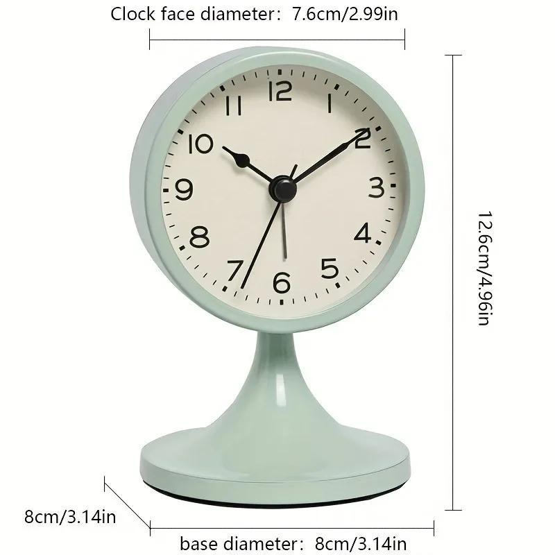 

Винтажные креативные бесшумные настольные часы, металлические круглые часы-будильник, студенческие прикроватные часы-ночник, домашний декор (без батареи) зелёный