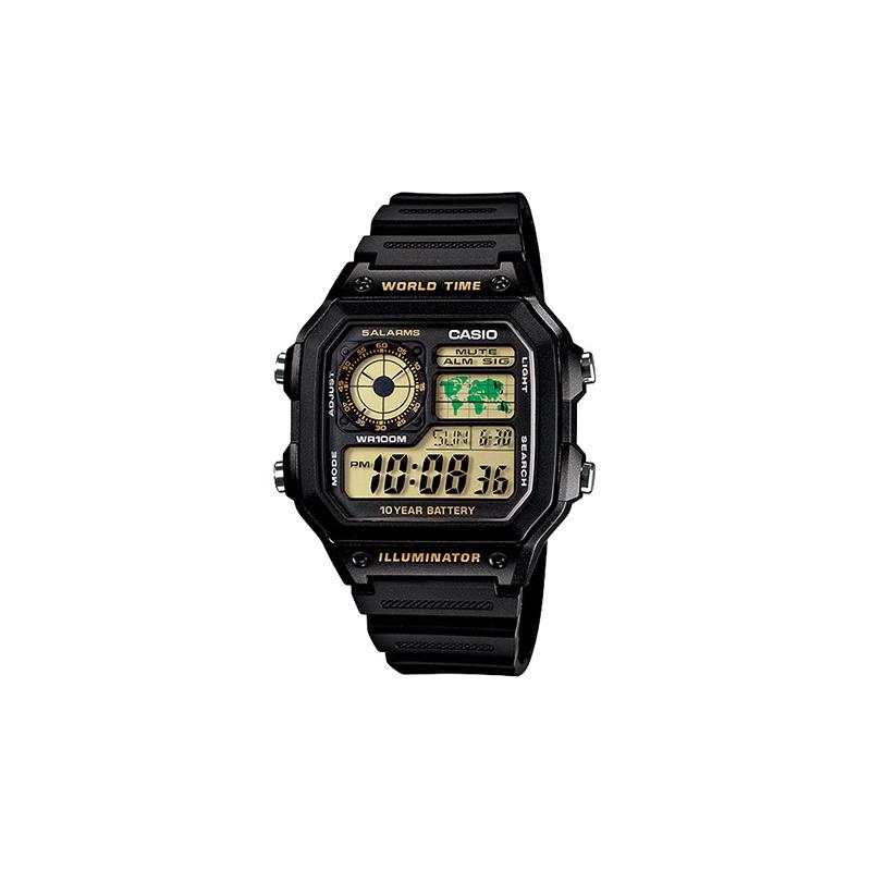 

Casio YOUTH series-square dial digital display, retro ten-year electric small square electronic, 100 meters waterproof, electronic AE-1200WH-1B чёрный