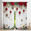 Set Of 2 Flat Printing Fashionable Christmas Curtains Holiday Digital Printed Polyester Drapes Festive Curtain