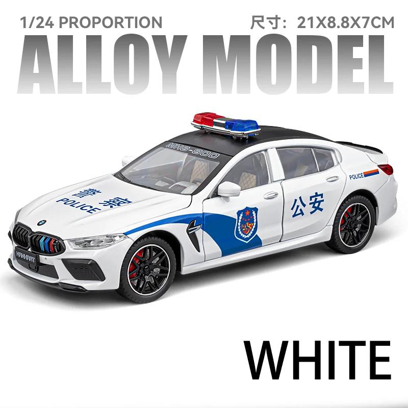 

1:24 Scale M8 Police Vehicle Model Alloy Cars Toys Boys Sound Light Diecast Metal Pull Back Auto Gift Hot Wheels Collect Premium білий
