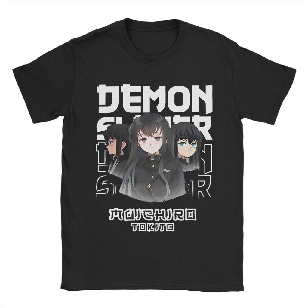 Demon Slayer Anime T-Shirt Herren Baumwolle Oberteile Shirts Ästhetisch Muichiro Tokito Rundhals Kurzarm