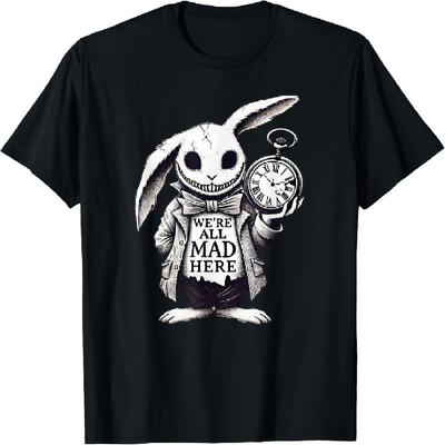 Alice In Wonderland - We're All Mad Here Rabbit Hatter Quote T-Shirt