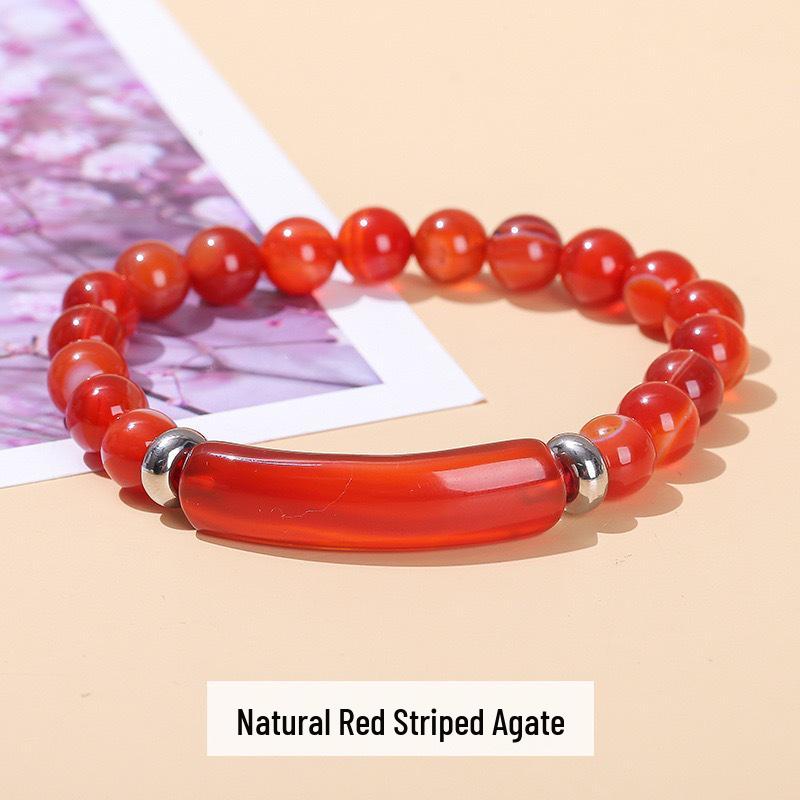 8mm Natural Rose Quartz, Red Agate, Tiger Eye, and Green Aventurine Bracelet for Men and Women