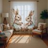 Single Panel Easter Bunny Curtain Rabbit Egg Pattern Pole Window Kids Room Spring Decor With Light Filtering Polyester