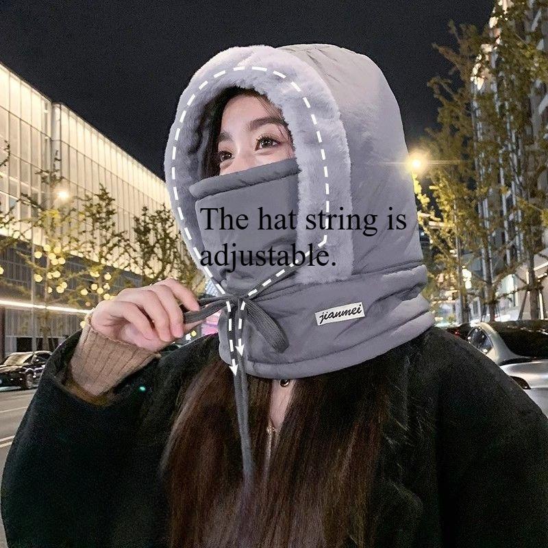 Fleece-Lined Winter Hat for Women, Warm Headgear, Outdoor Cycling Windproof Face Mask and Neck Warmer Combined
