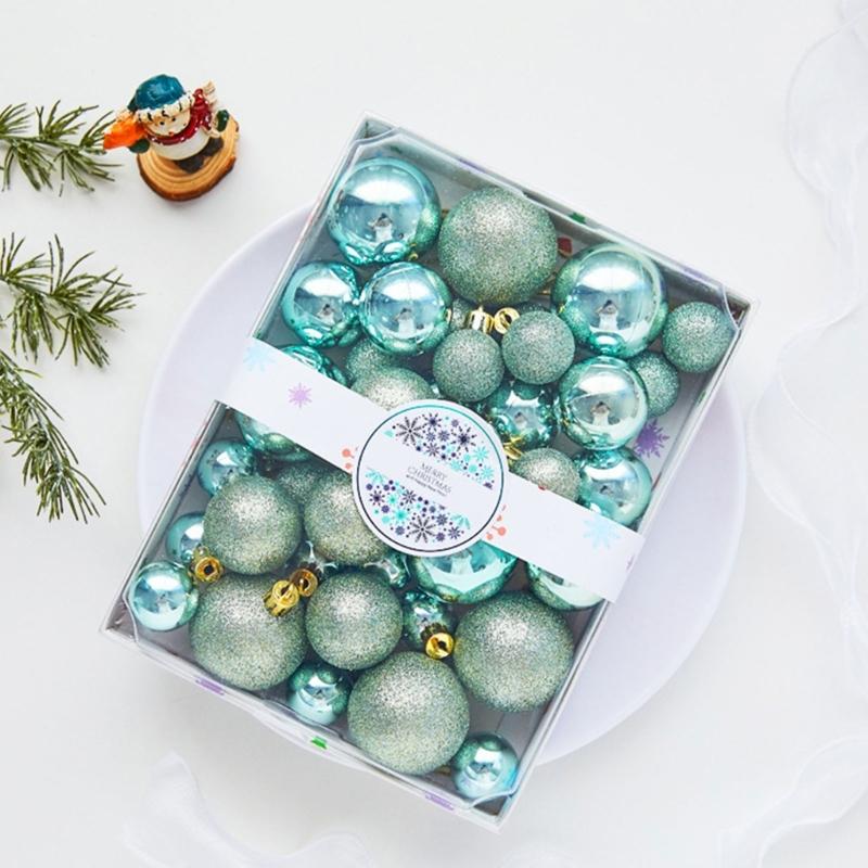 1 Box Shatterproof Decorations Balls Stylish Christmas Tree Round Shaped Balls Decor Home Creative Decoration Gifts