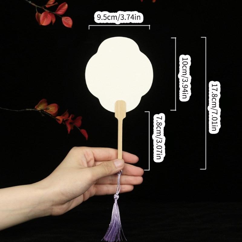 Leerer Handfächer Chinesischer Reispapierfächer mit Quasten Holzgriff Kalligraphien Malerei Handfächer Elegantes Geschenk für Frau