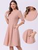 Allegra K Women's Business Dress, Casual Dress, Boat Neck, Short Sleeves, Midi Length, Flared, Office Dress, Pink, Size S