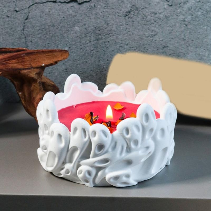 Unique Candle Holder Molds Crafting Molds Skull Shape Candle Base Moulds Silicone Texture for Crafting Candlesticks