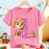 Paw Patrol Skye T-shirt for Children Cartoon A-Z Letter Tee Top Round Collar Clothing Girls Short Sleeve Kids Anime Clothes Gift