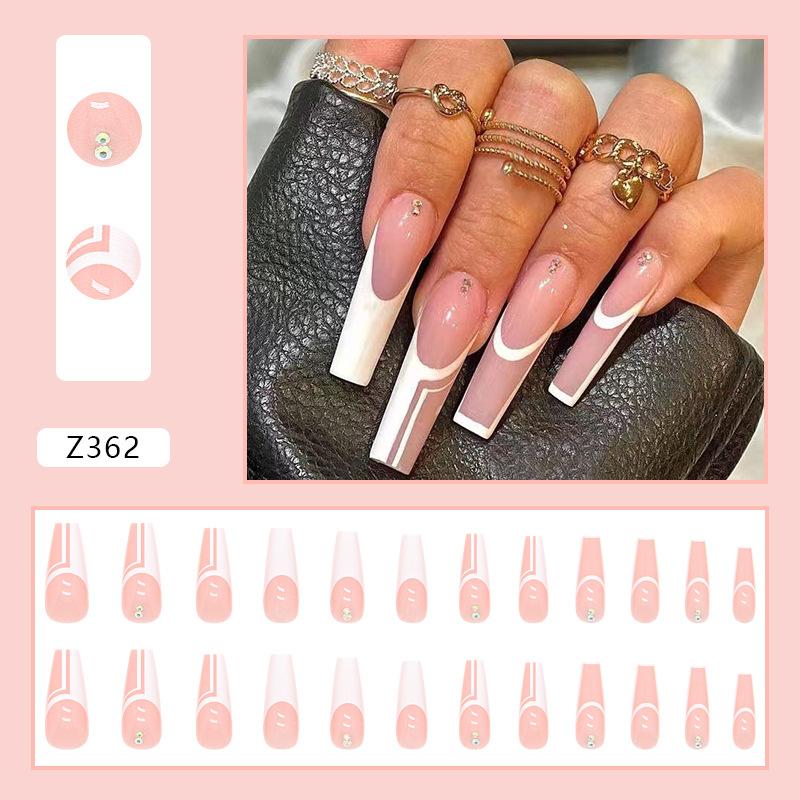 Drill Wearing Nail 24 Pack Combination Nail Art Finished Product Wearing Nail Sticker Three-Dimensional Relief Nail Art