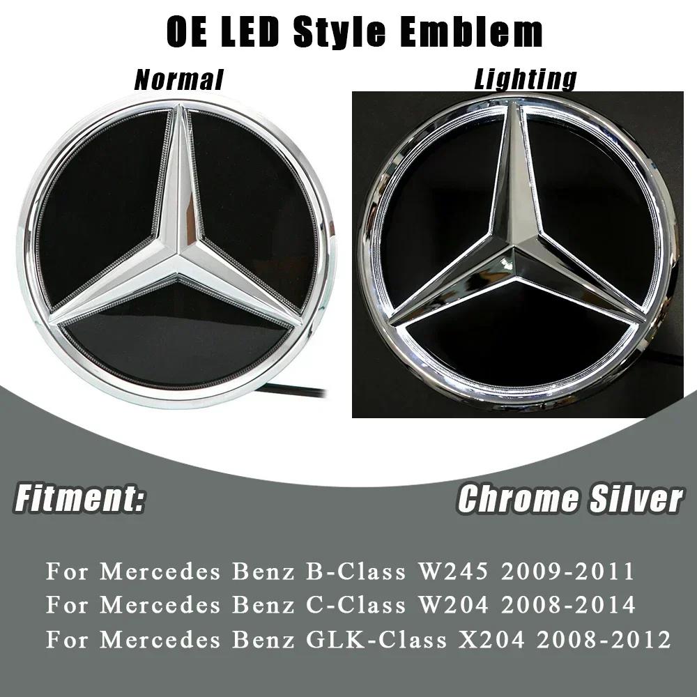 For Mercedes Benz W204 W245 X204 Class Front Grille Star Emblem Illuminated Logo Glossy Black and Chrome Silver Newest 3D Style BF1