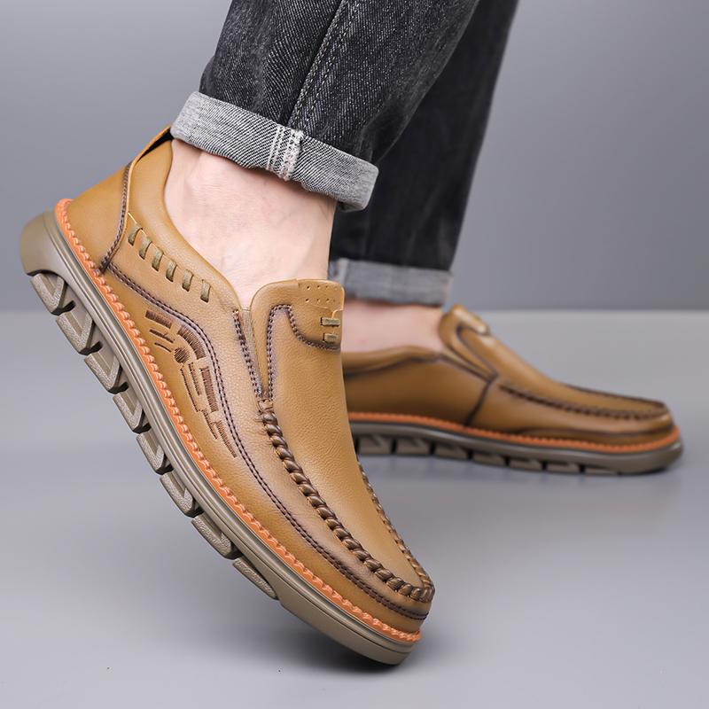 Fashion Stylish Mens Casual Leather Loafers Comfy Male Casual Shoes Handmade Moccasins Classic Walking Sneakers Outdoor Tooling Footwear