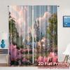 2pcs   2D FLAT PRINTING Curtains (Without Rod) Fairytale Bliss Fashionable Popular Curtains Semi-Sheer Curtains Decorations