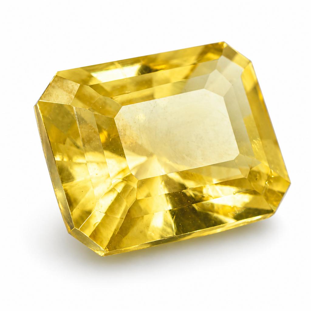 Natural Yellow Sapphire Loose Gemstone 9.55 Ct Emerald Cut September Birthstone for Gem Collections