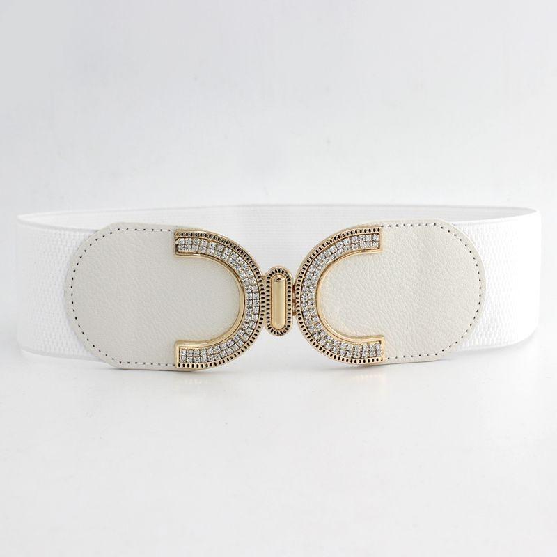 Elegant Women's Stretchy Wide Waist Belt With Rhinestone Embellishments For Dresses