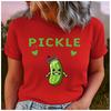 Unisex Polyester Summer Top with Funny Acid Cucumber Print Loose Round Neck Short Sleeve Fashion for Astrology Lovers