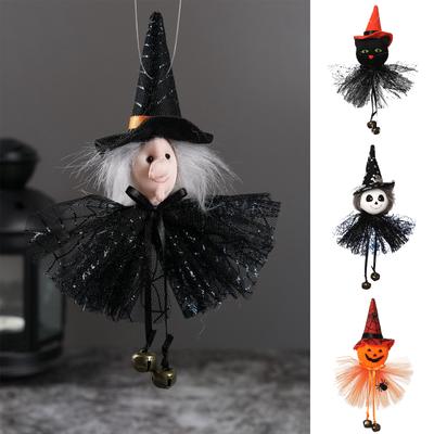 Halloween Hexen-Ornament Bastelpuppe Kürbis-Hängeornamente mit Glöckchen Halloween-Dekoration für Zuhause Halloween-Deko Kindergeschenke