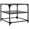  Coffee Table with Black Glass Top, 50x50x45 Cm, Steel